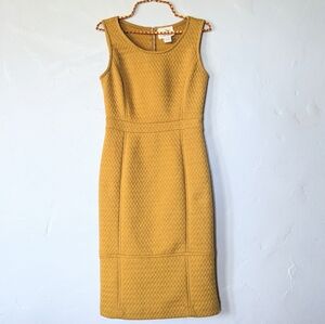 Anthropologie Tabitha Mustard Quilted Sleeveless Sheath Dress - Size 6